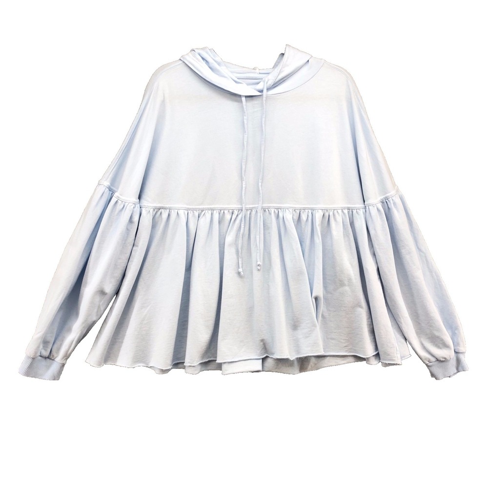 Aerie Sweatshirt Top Womens Medium Blue Long Sleeve Hooded Oversize Boho Comfort